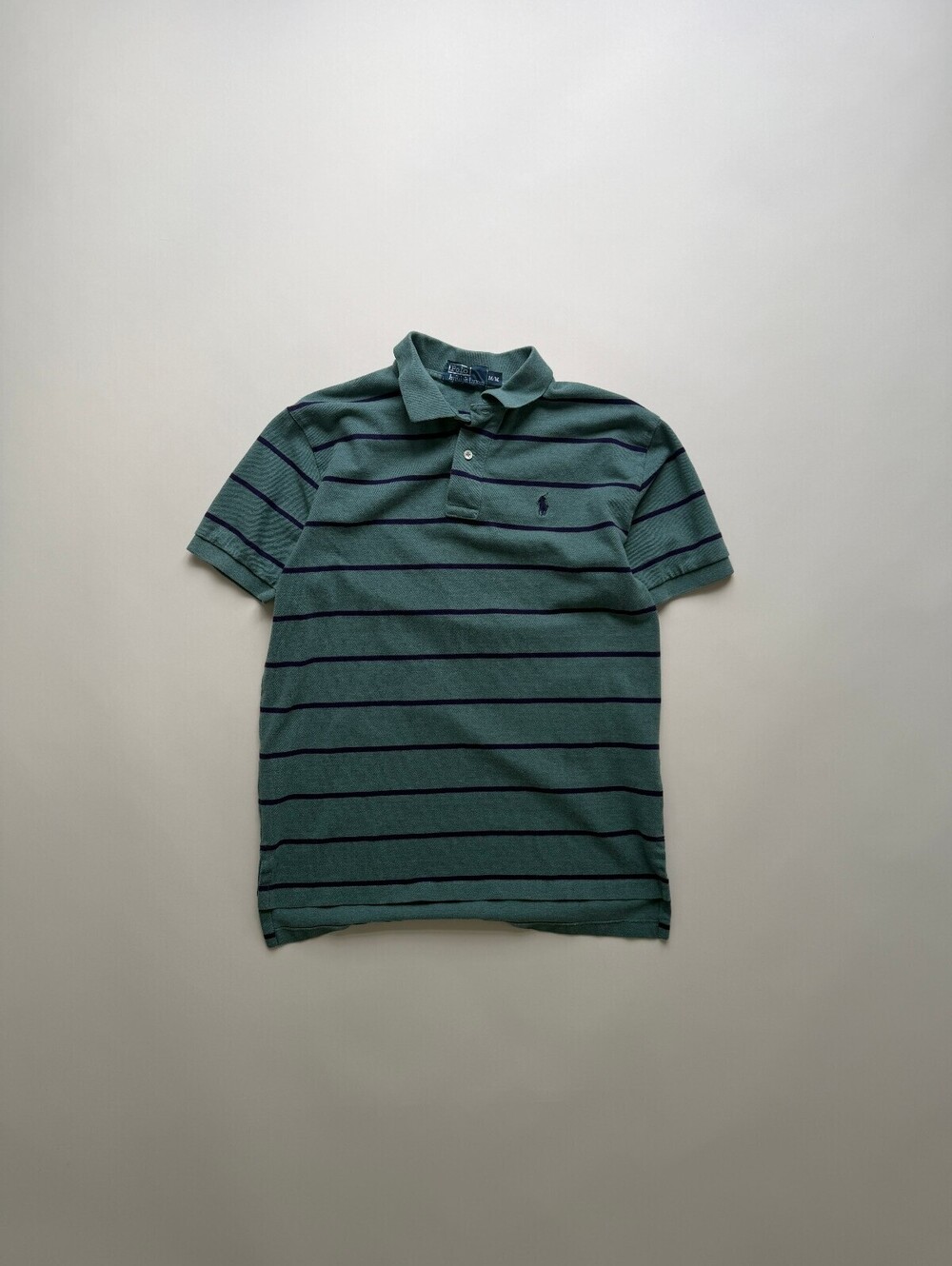 Vintage 90's Polo Ralph Lauren Green Navy Striped Polo shirt